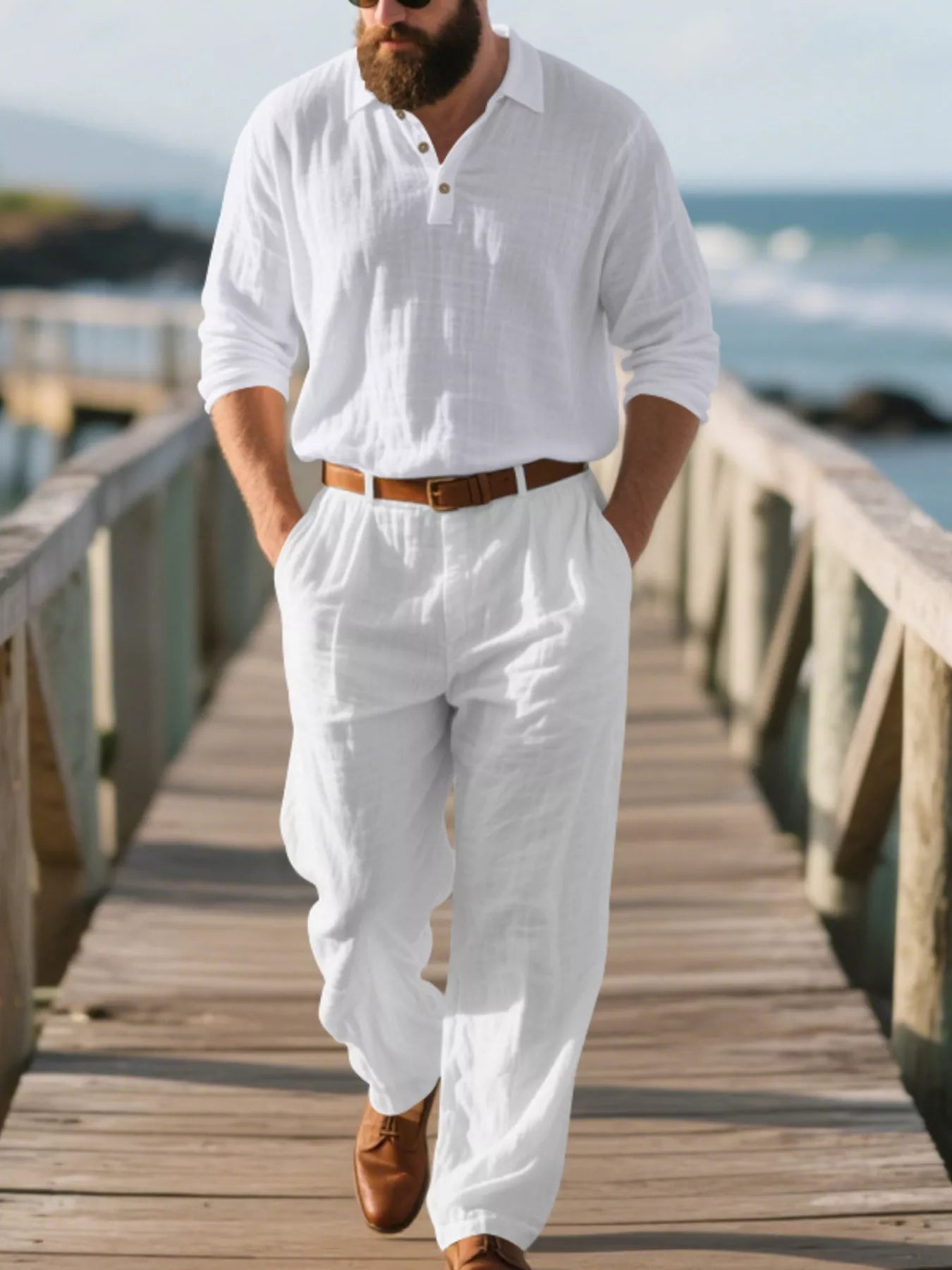 Men's Full Size Long Sleeve Top and Pants Set Plus Size