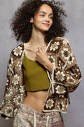 POL Open Front Cardigan with Varied Patterns