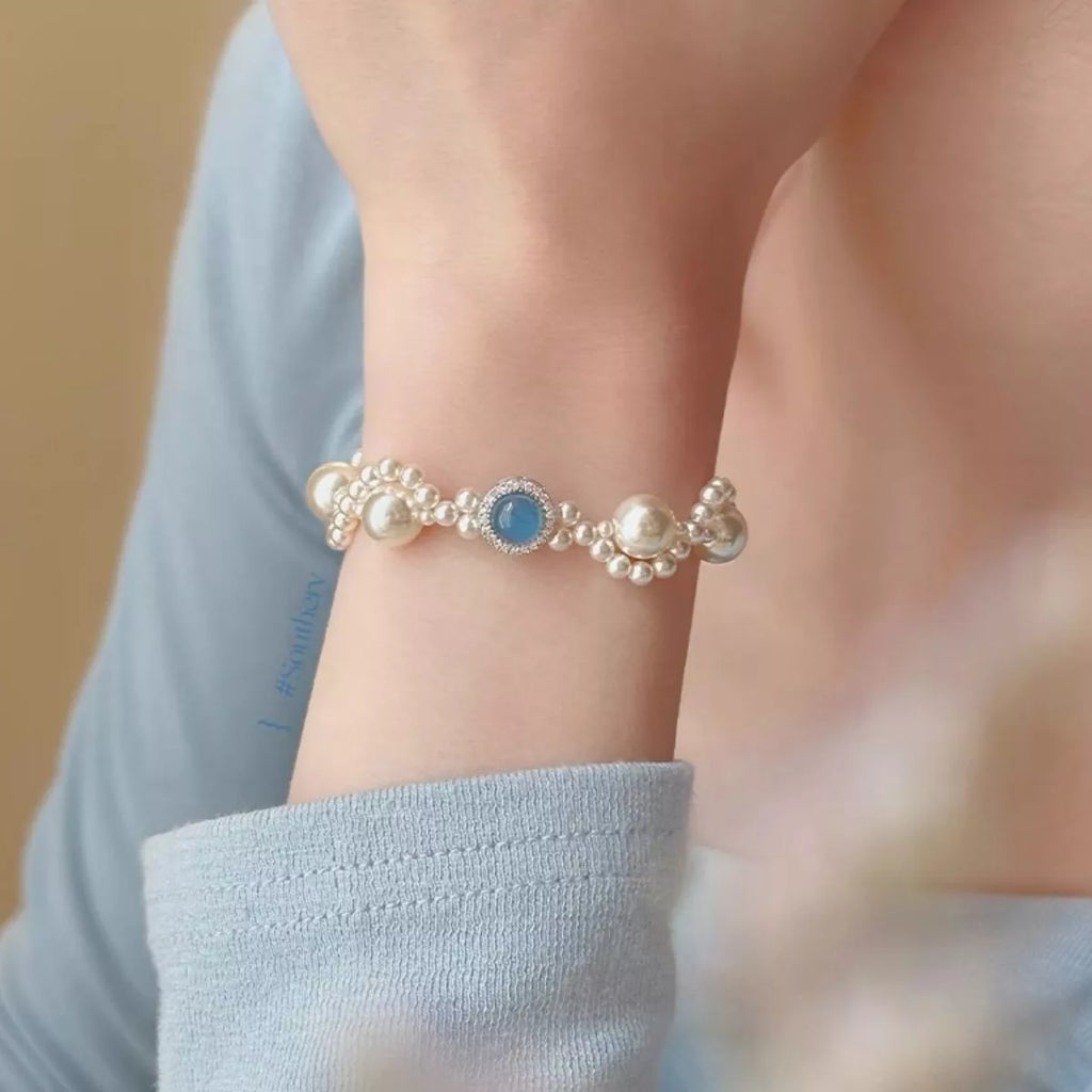 Pearl 925 Sterling Silver Zircon Bracelet