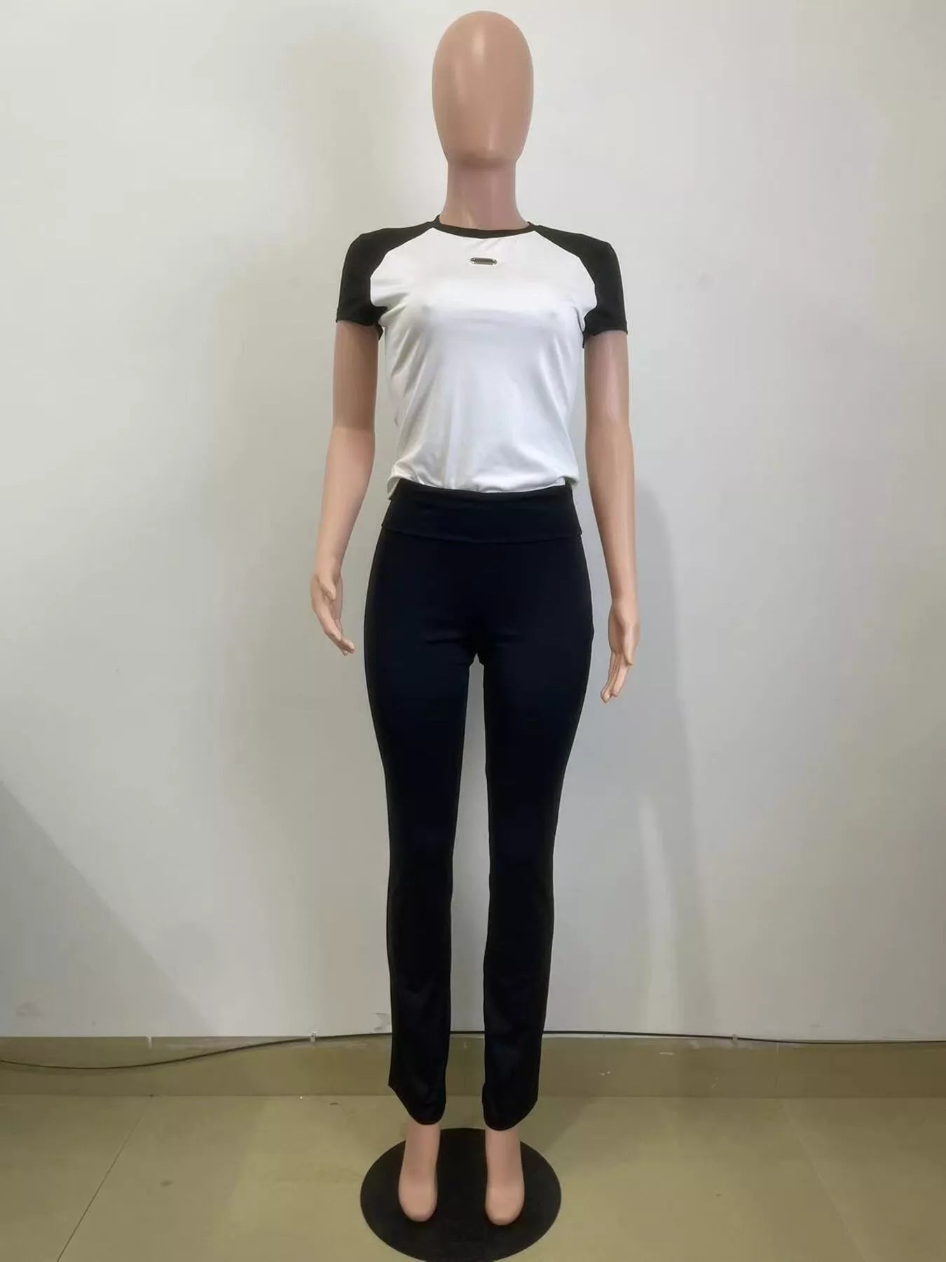 Contrast Short Sleeve Tee and Pants Set