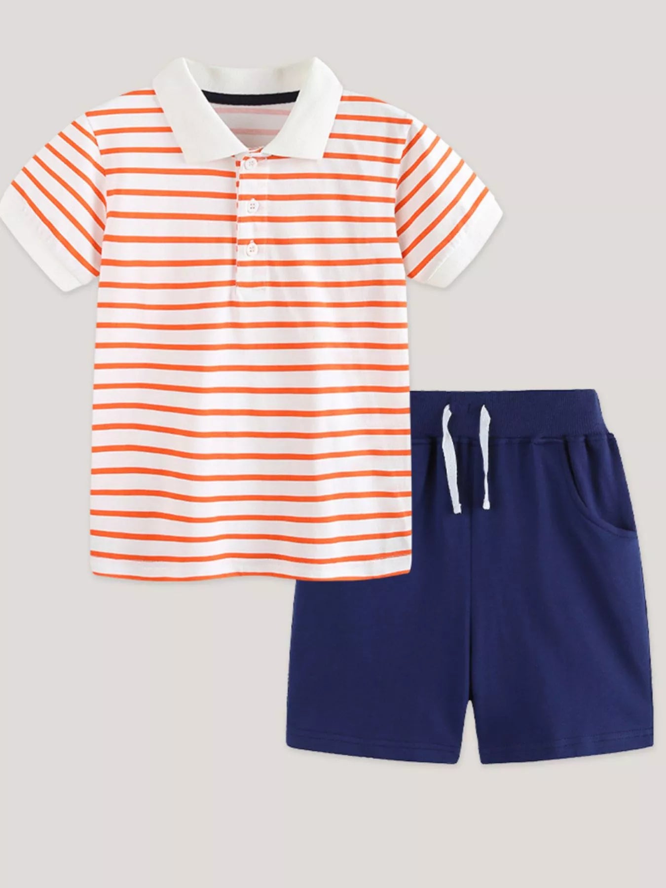 Children's Striped Short Sleeve Polo & Shorts Set