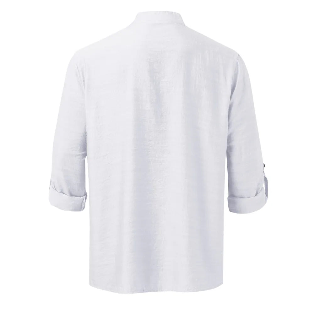 Men's Full Size Half Button Long Sleeve Shirt Plus Size