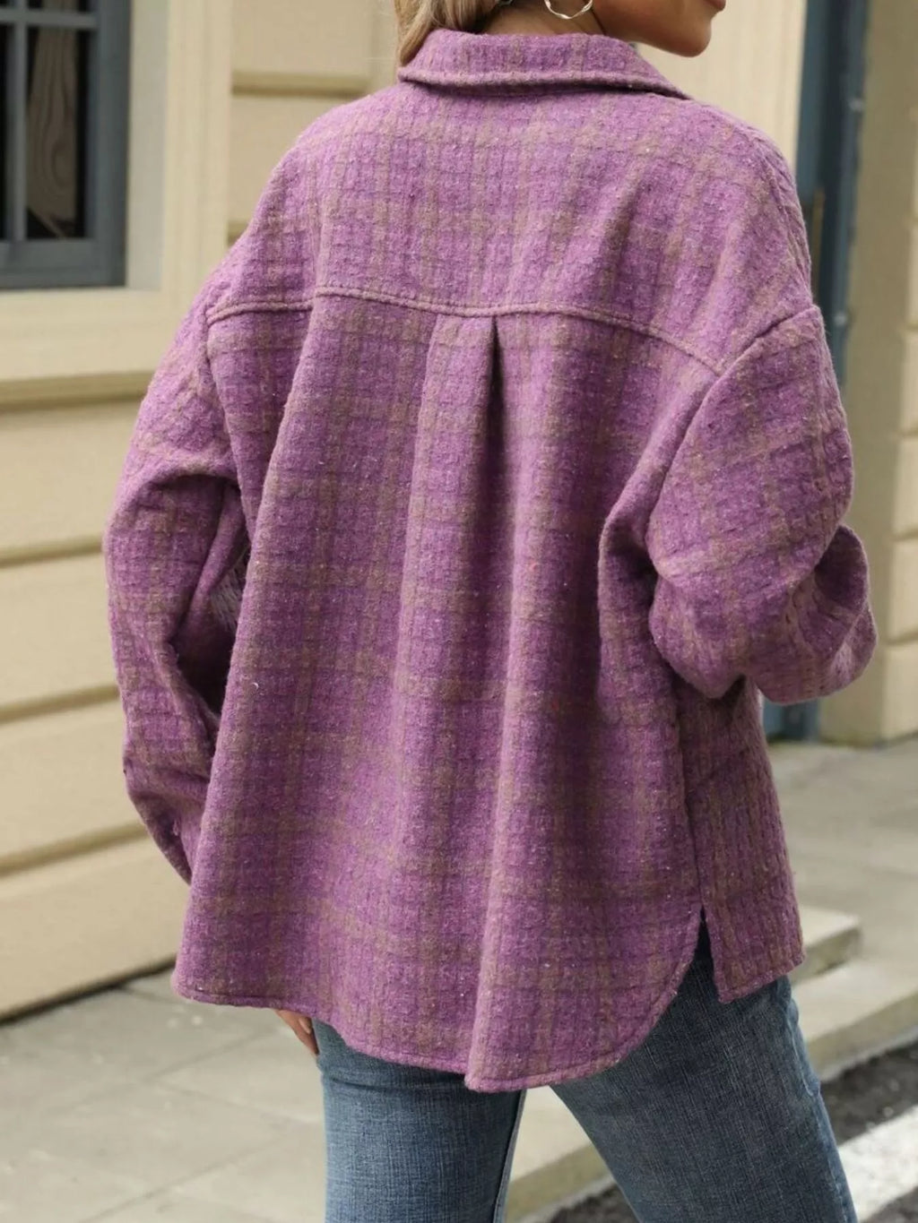 Plaid Button Up Long Sleeve Jacket