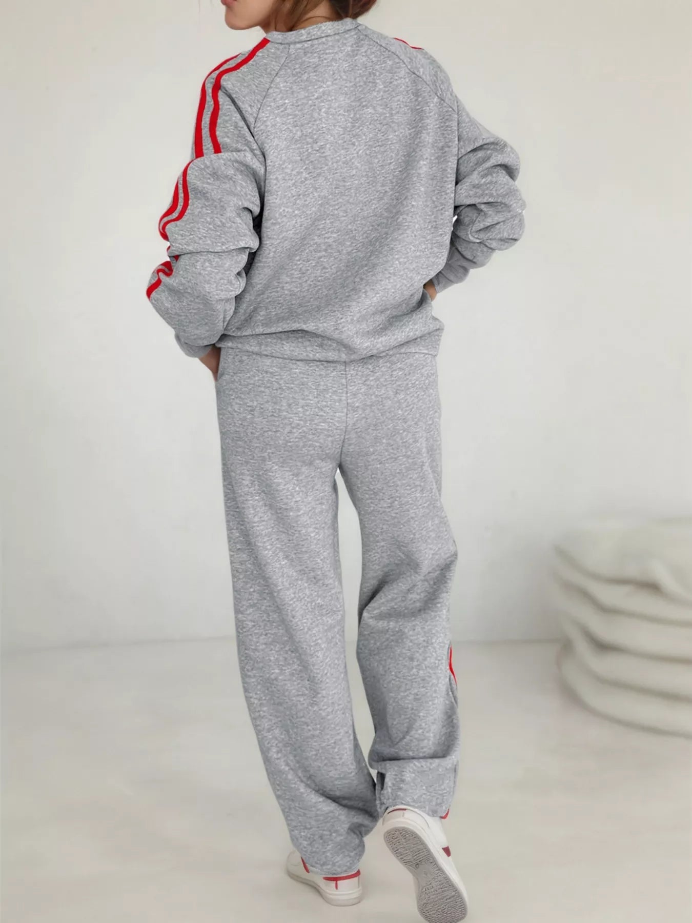 Casual Striped Sweatshirt and Pants Set