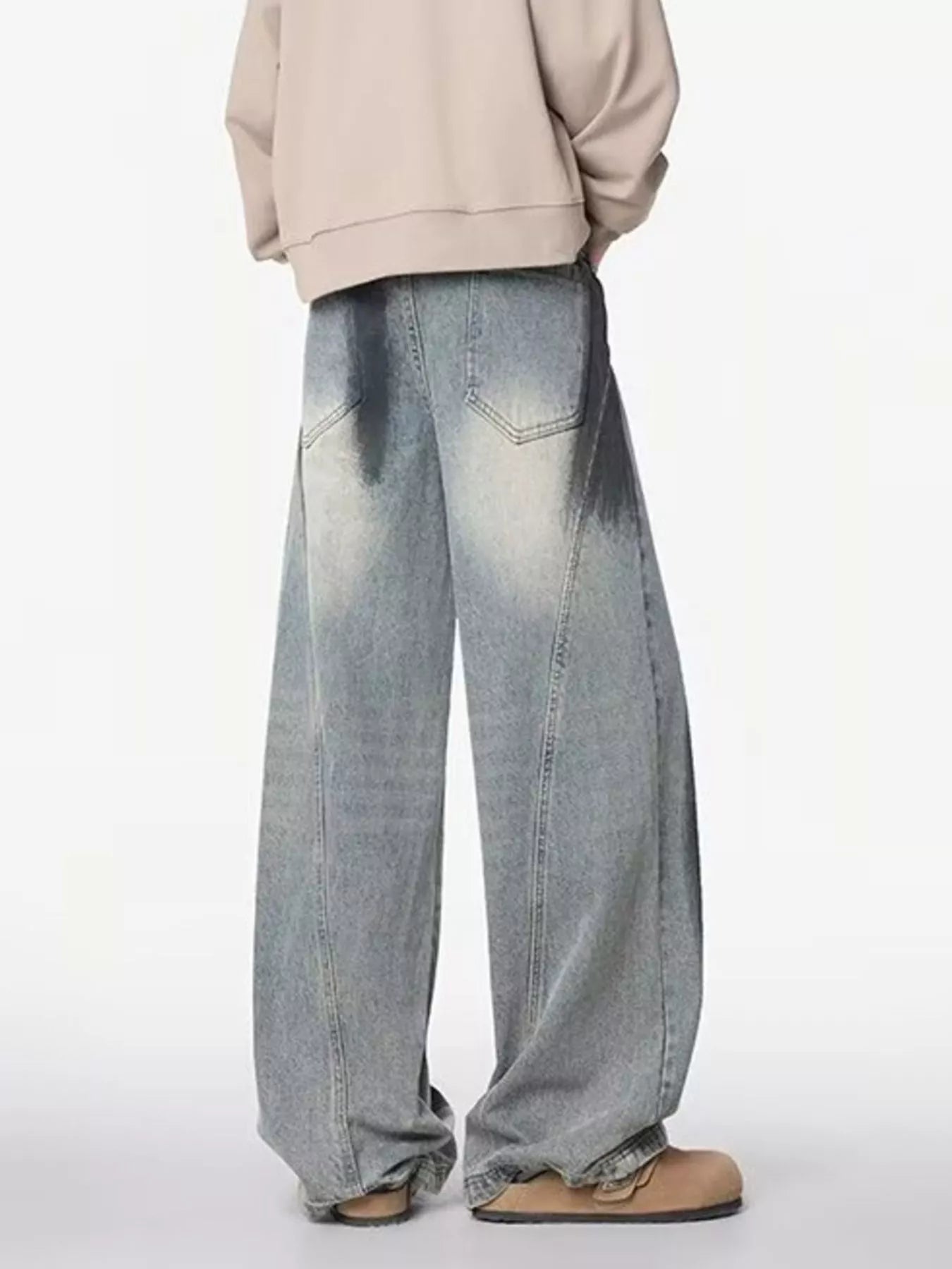 Men's Plus Size Distressed Wide Leg Jeans