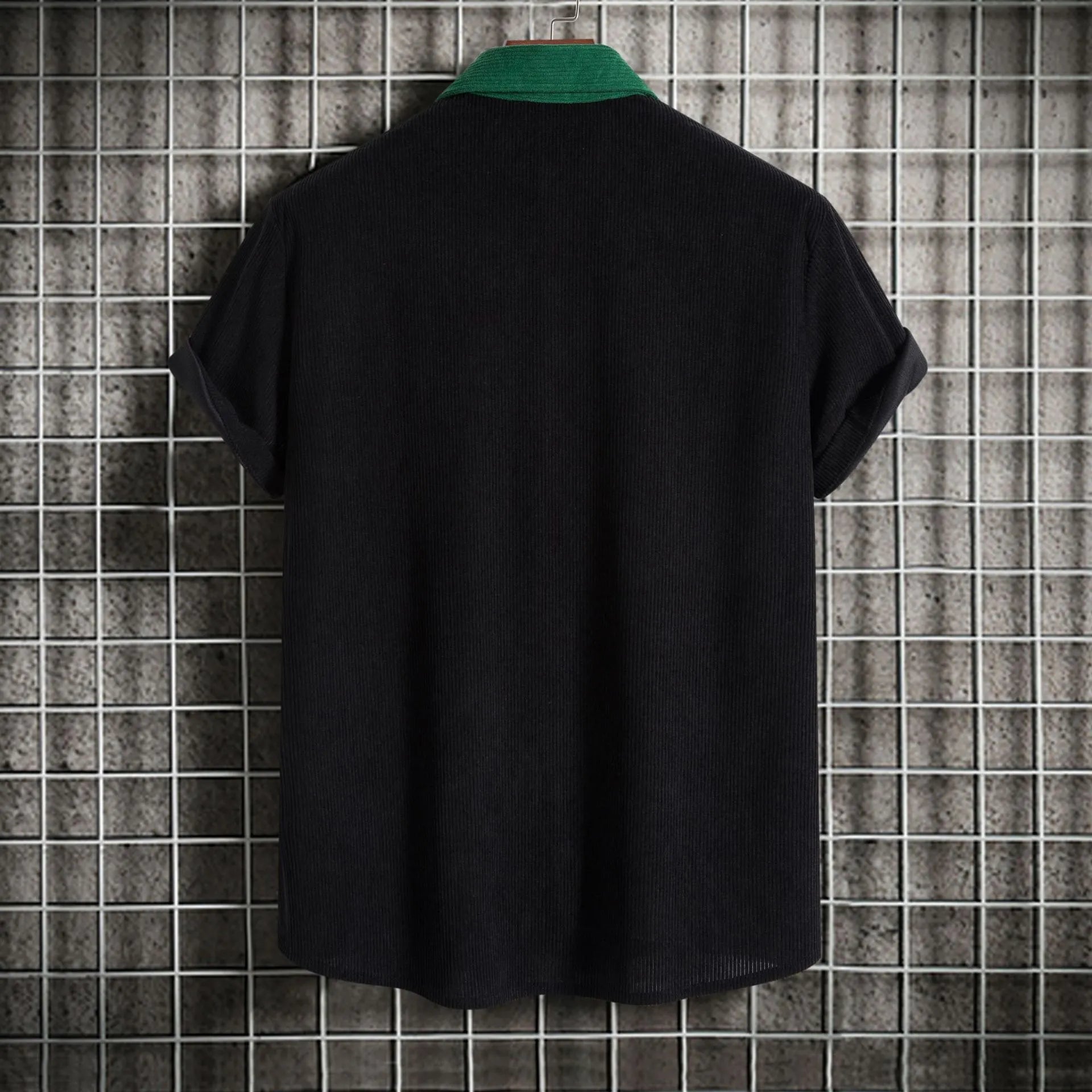Men's Plus Size Classic Color Block Short Sleeve Shirt