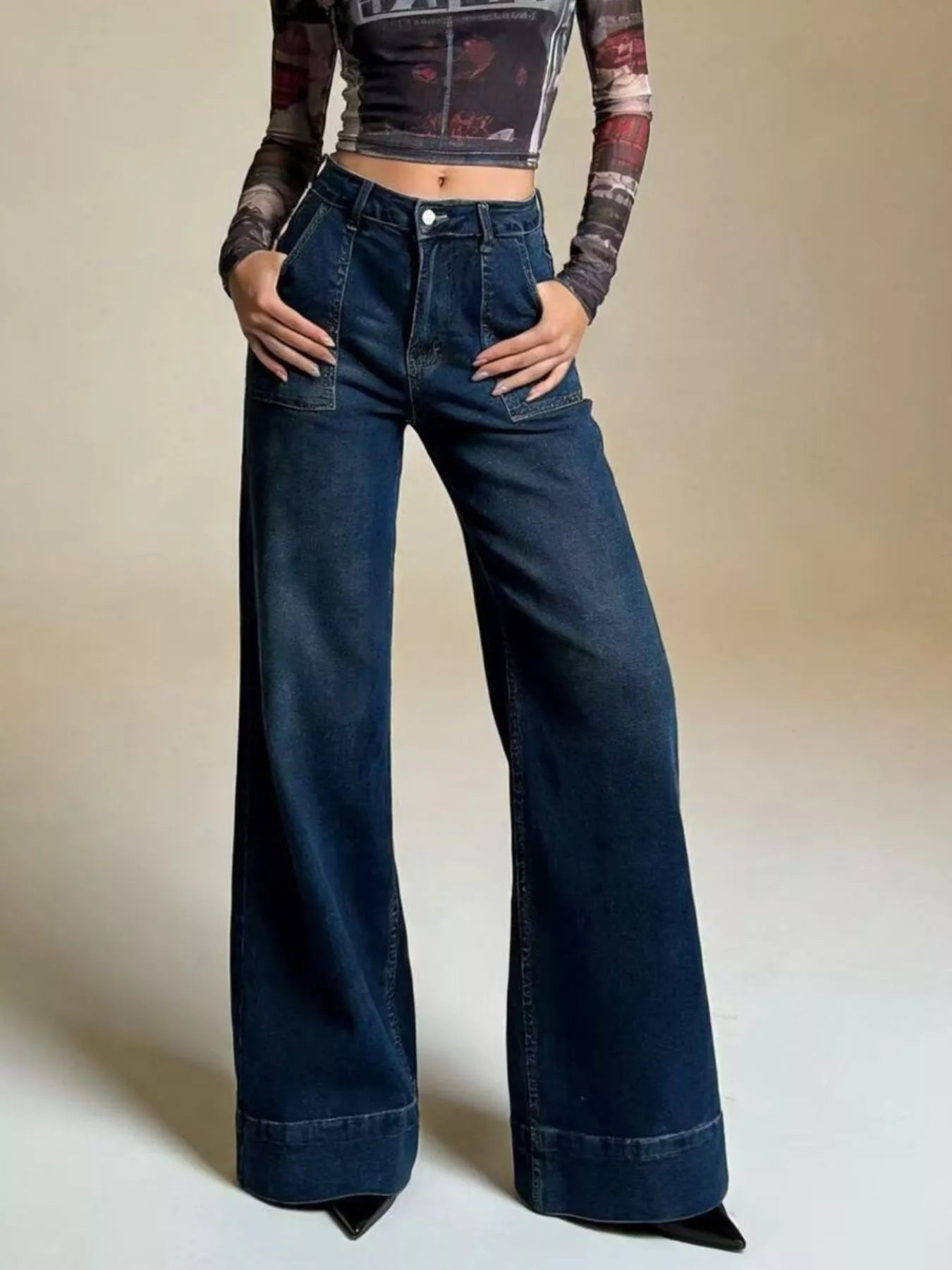 High-Waisted Flare Leg Jeans