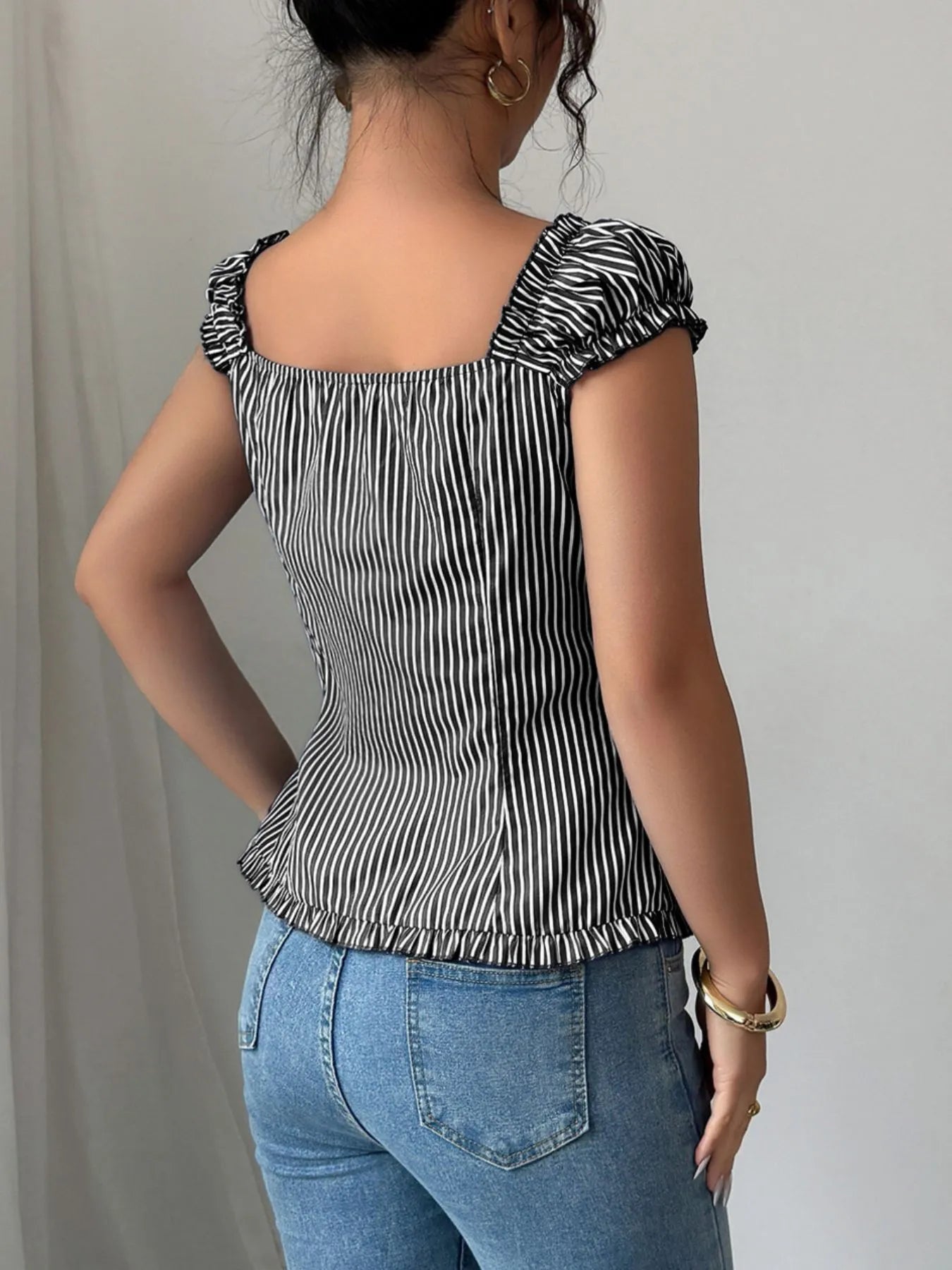 Striped Cap Sleeve Shirt