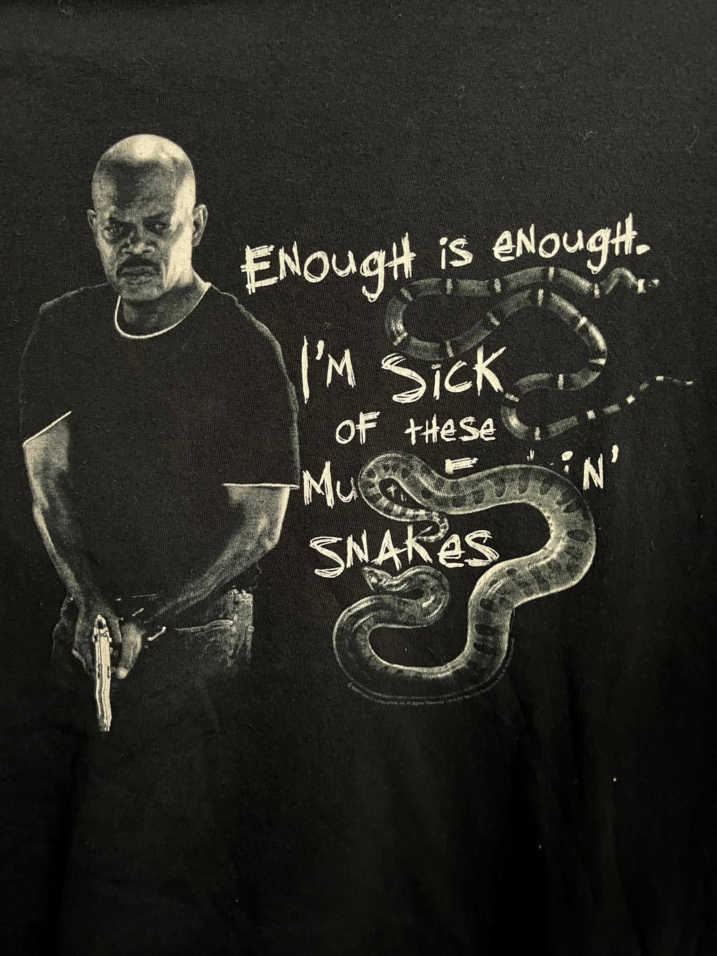 Snakes on a Plane Movie Promo T-shirt Samuel L Jackson Tee L