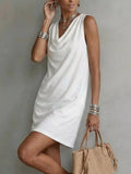 Full Size Sleeveless Cowl Neck Mini Dress Plus Size