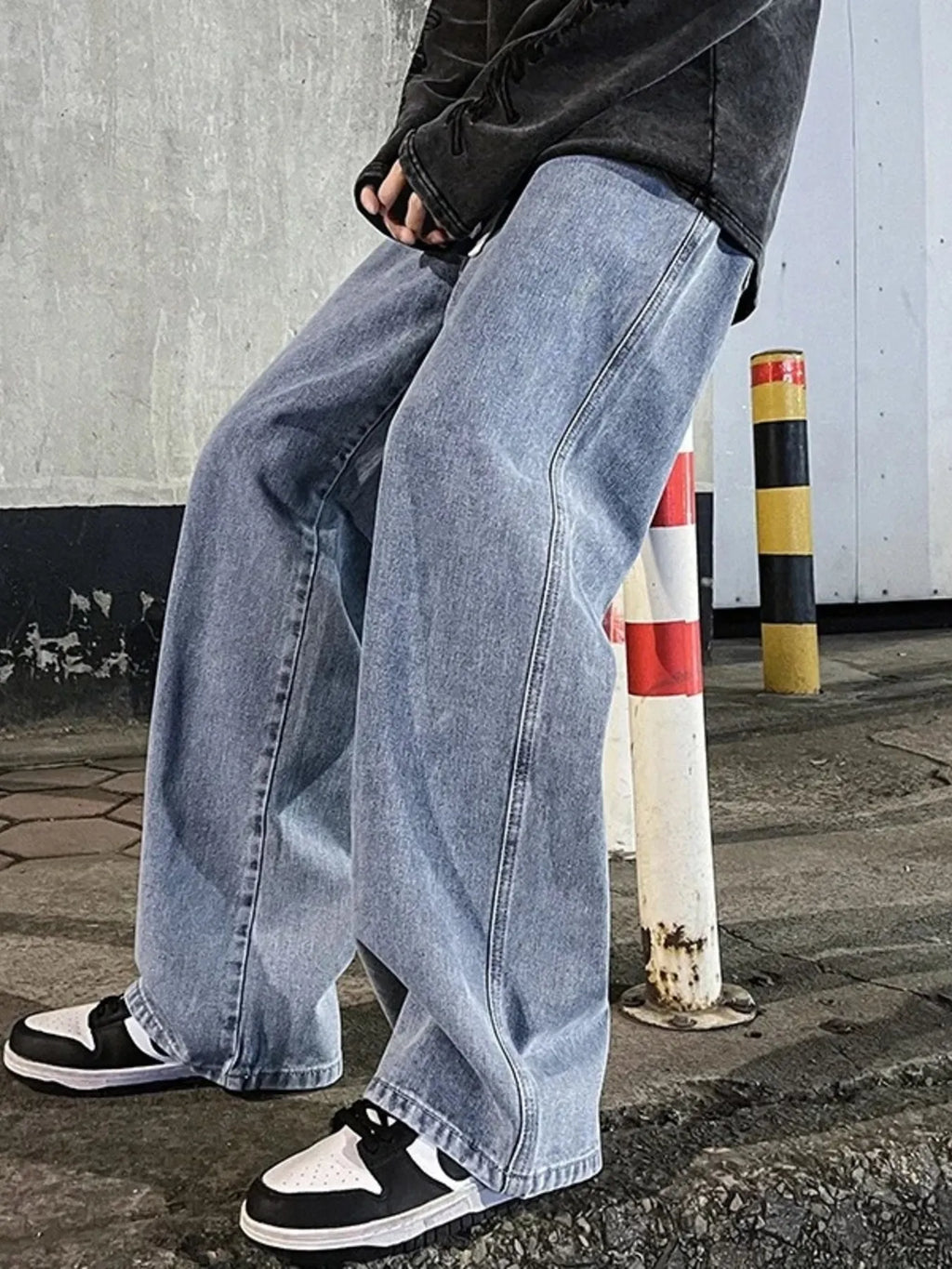 Men's Full Size Drawstring Wide Leg Jeans Plus Size