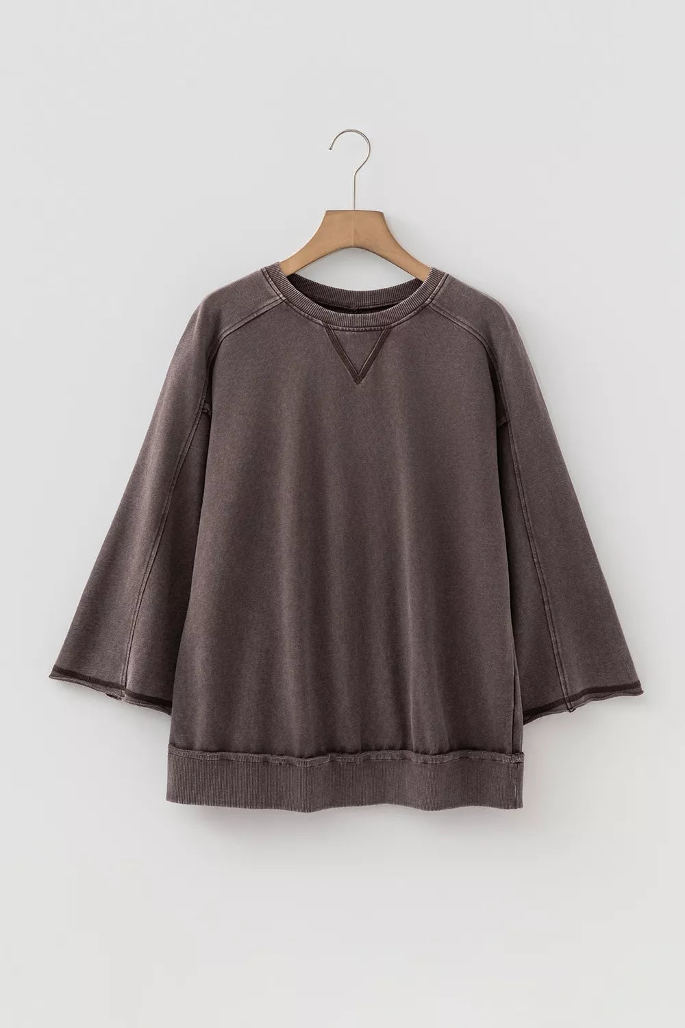 3/4 Sleeve Mineral Wash Loose Cotton Top