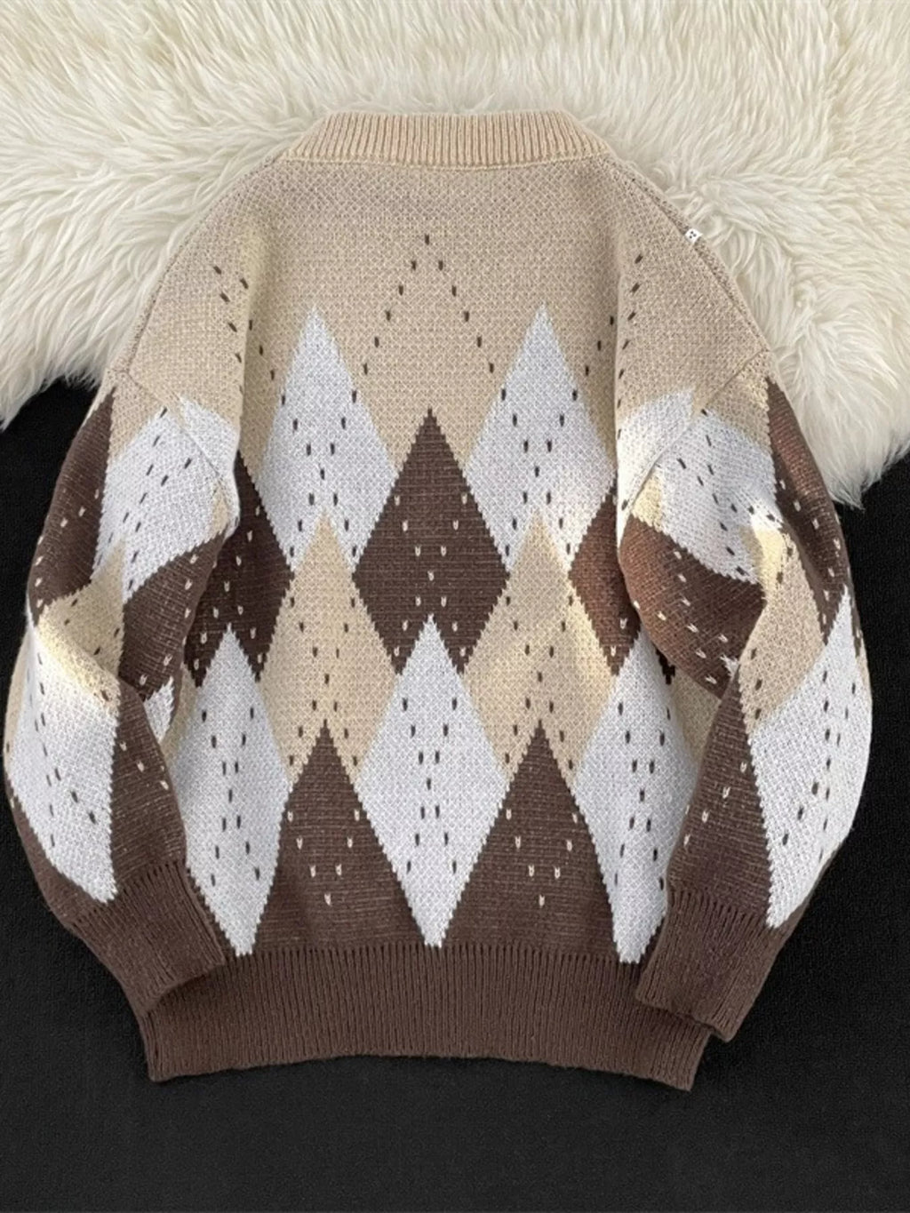 Men's Vintage Argyle Pattern Knit Pullover