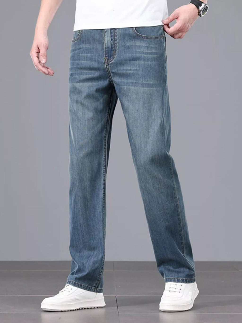 Men's Straight Fit Wash Jeans