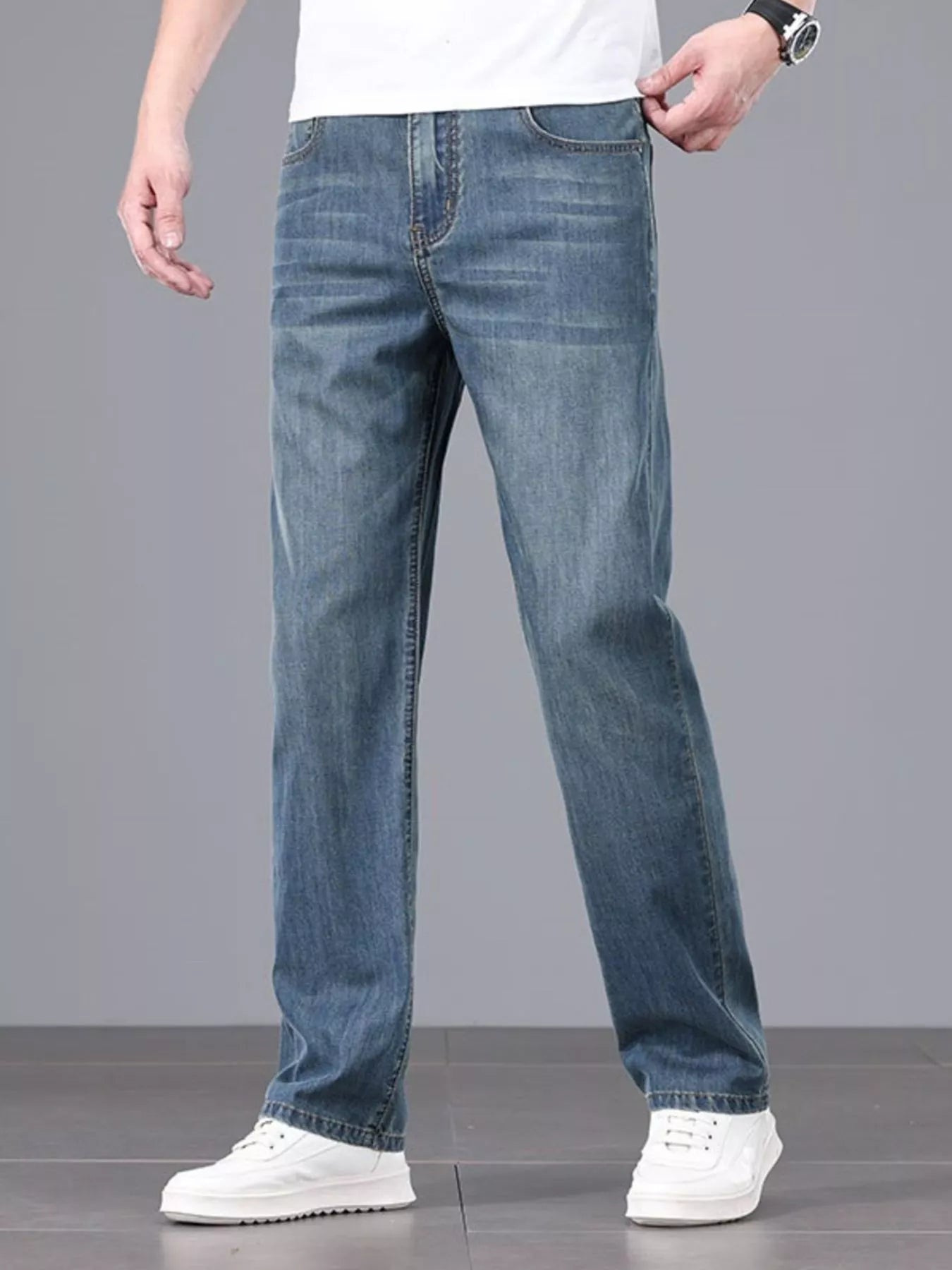 Men's Straight Fit Wash Jeans