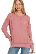 Zenana Corded Rib Long Sleeve Round Neck Top