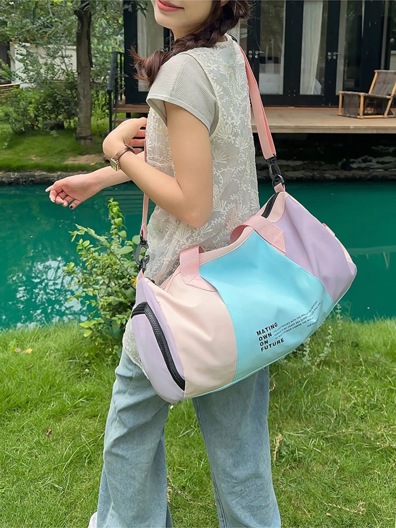 Color Block Duffle Bag