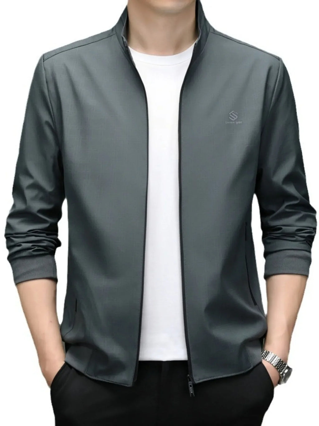 Men's Plus Size Zip Up Slim Fit Jacket