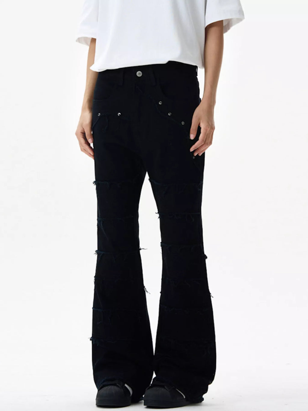Men's Frayed Hem Flare Jeans