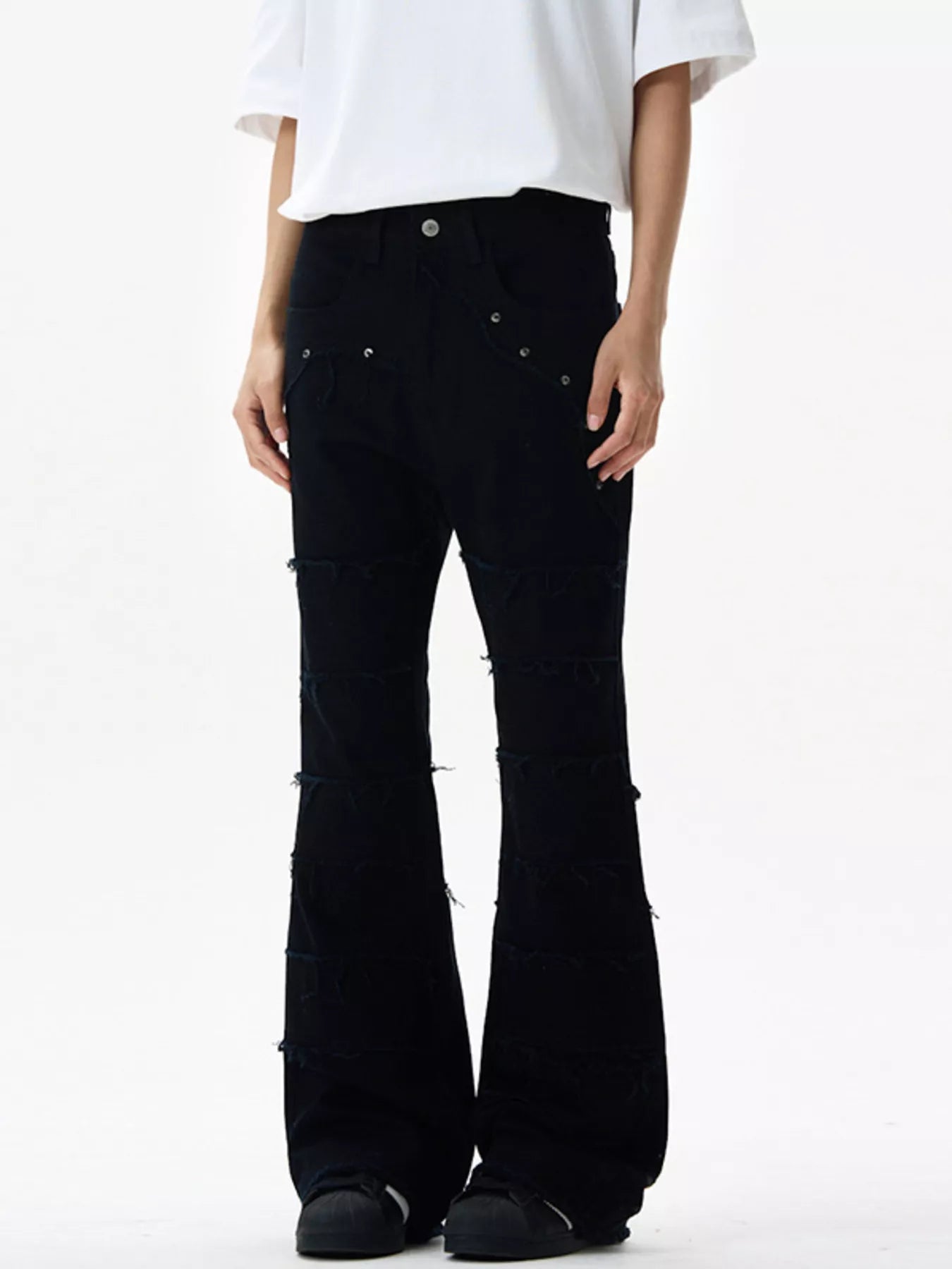Men's Frayed Hem Flare Jeans