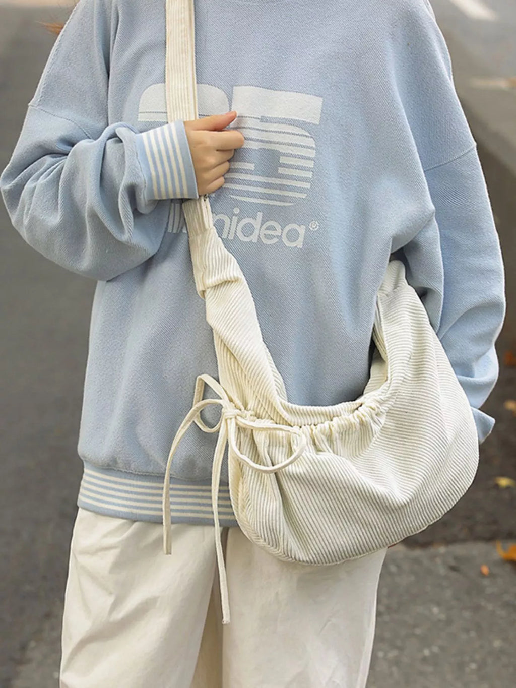 Corduroy Drawstring Crossbody Bag