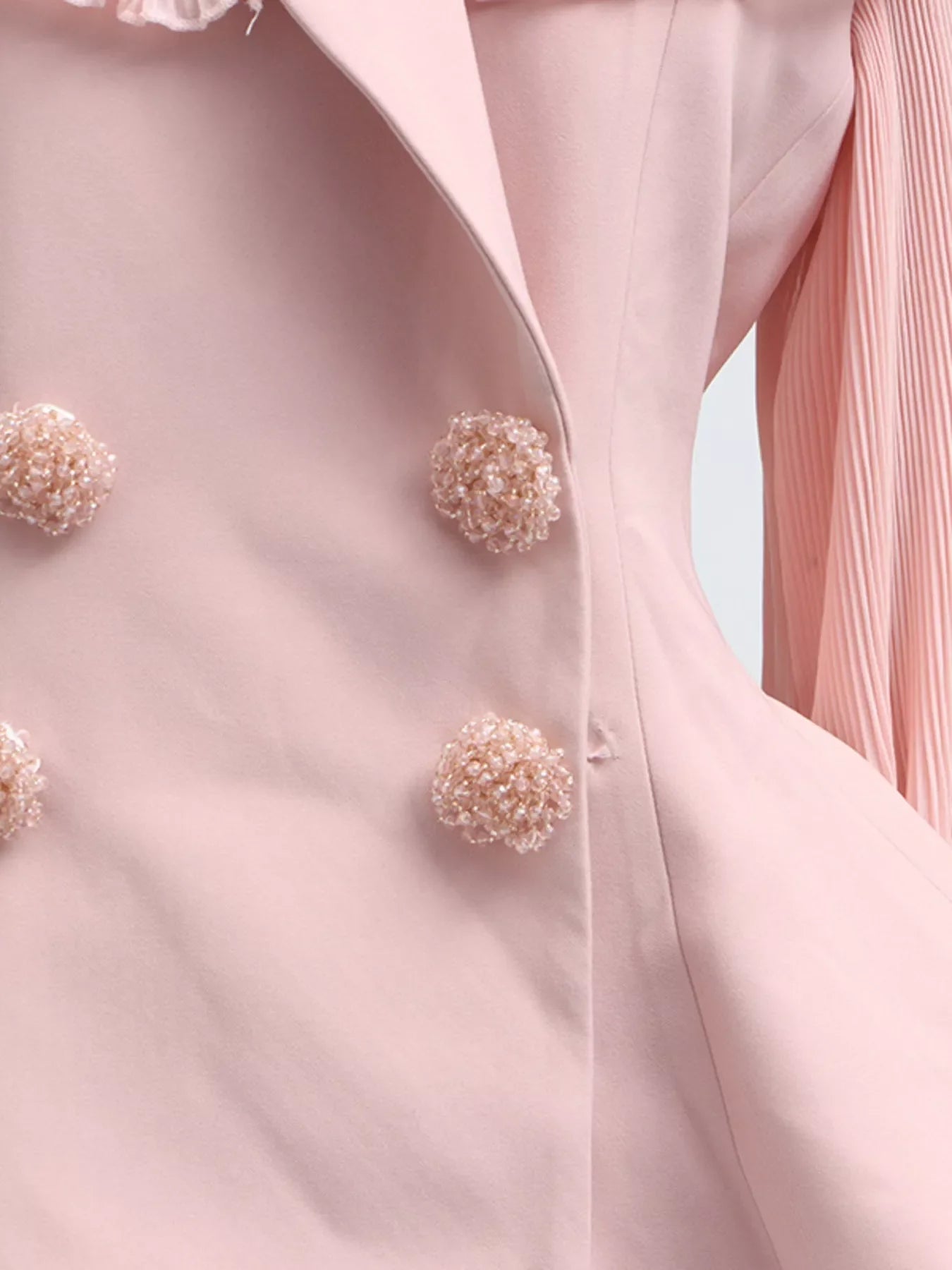 Frill Lapel Collar Top and Pleated Skirt Set