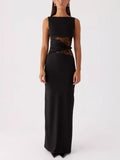 Lace Cutout Sleeveless Maxi Dress