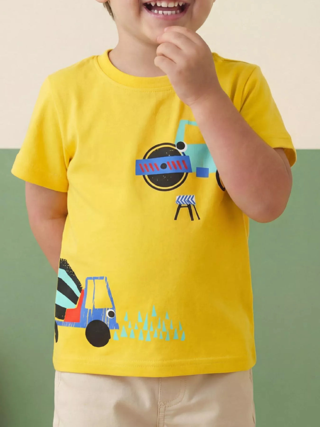 Children's Construction Truck Graphic Short Sleeve T-Shirt
