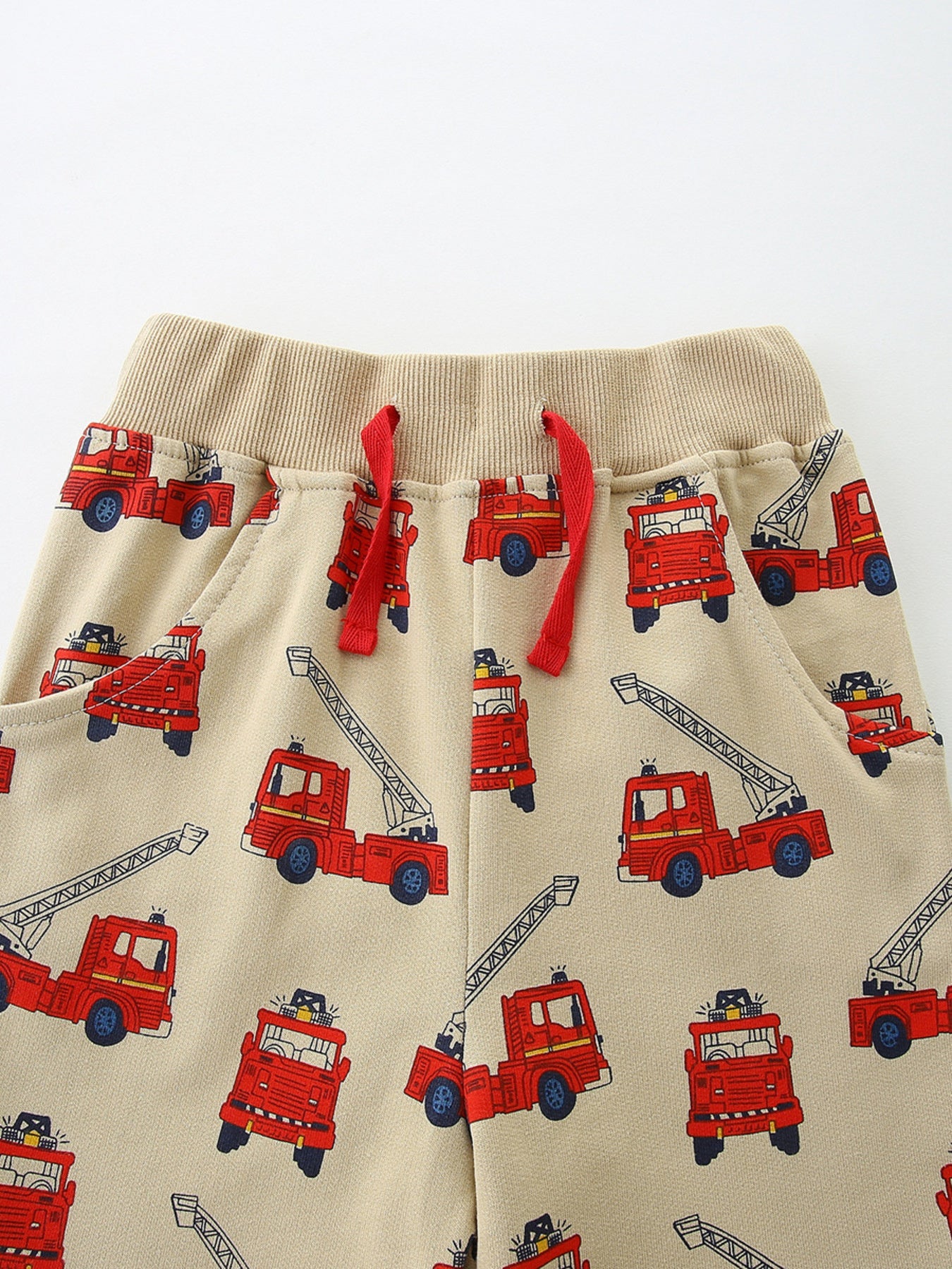 Children's Tractor & Firetruck Print Casual Tee and Shorts Set