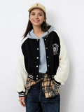 Contrast Sleeve Snap Down Jacket