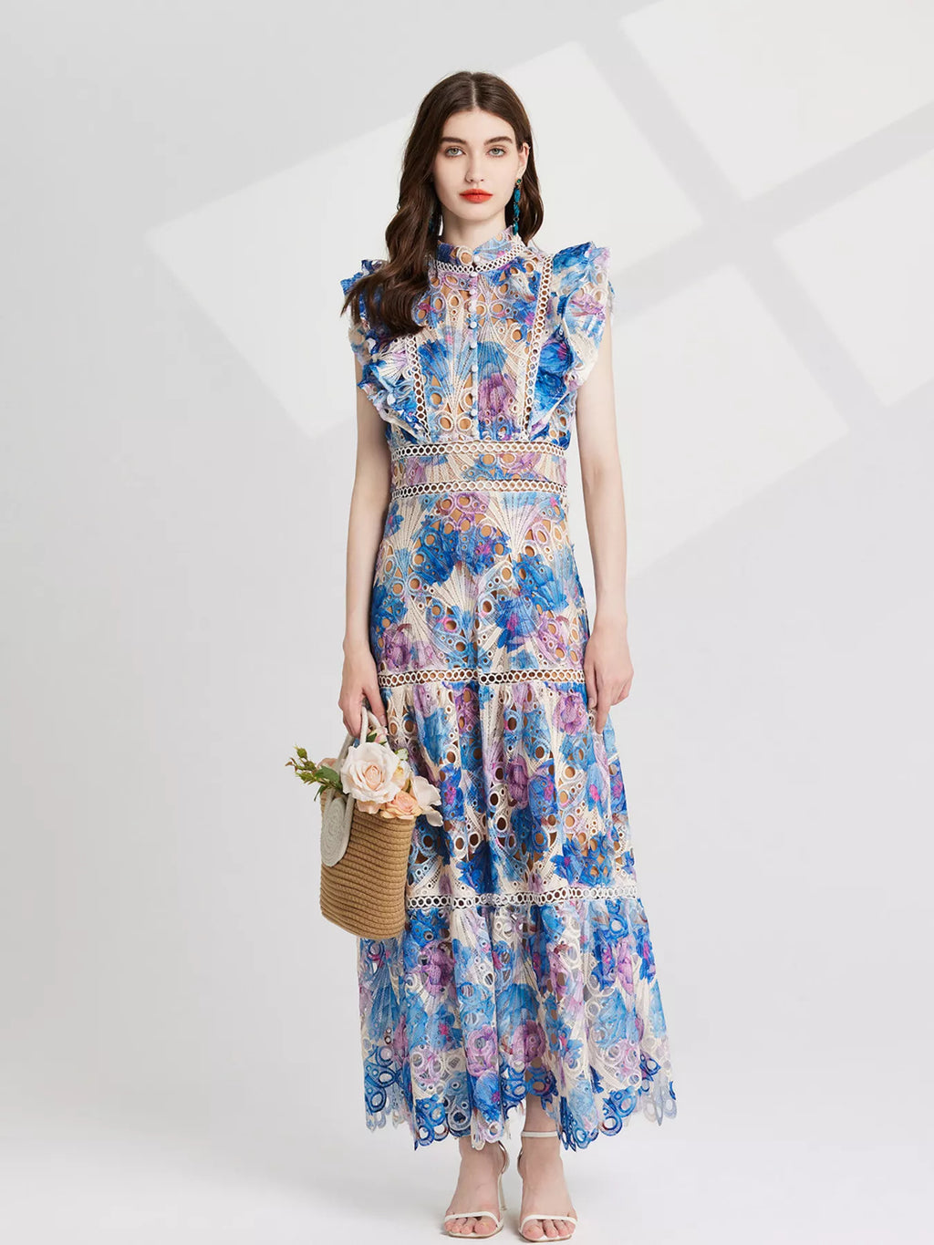 Floral Lace Detail Maxi Dress