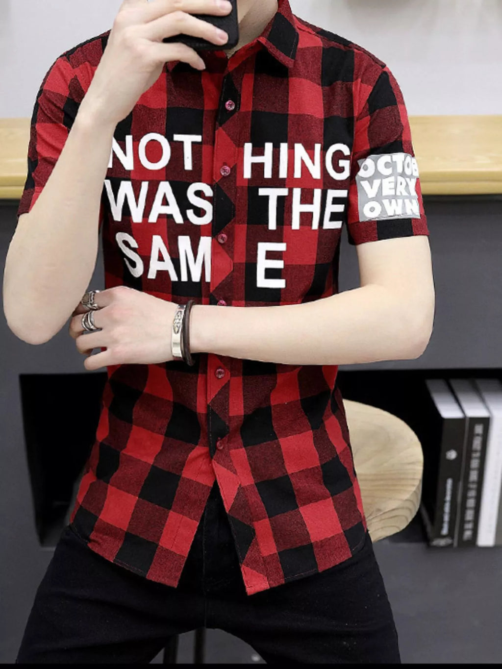 Men's Plus Size Plaid Short Sleeve Shirt