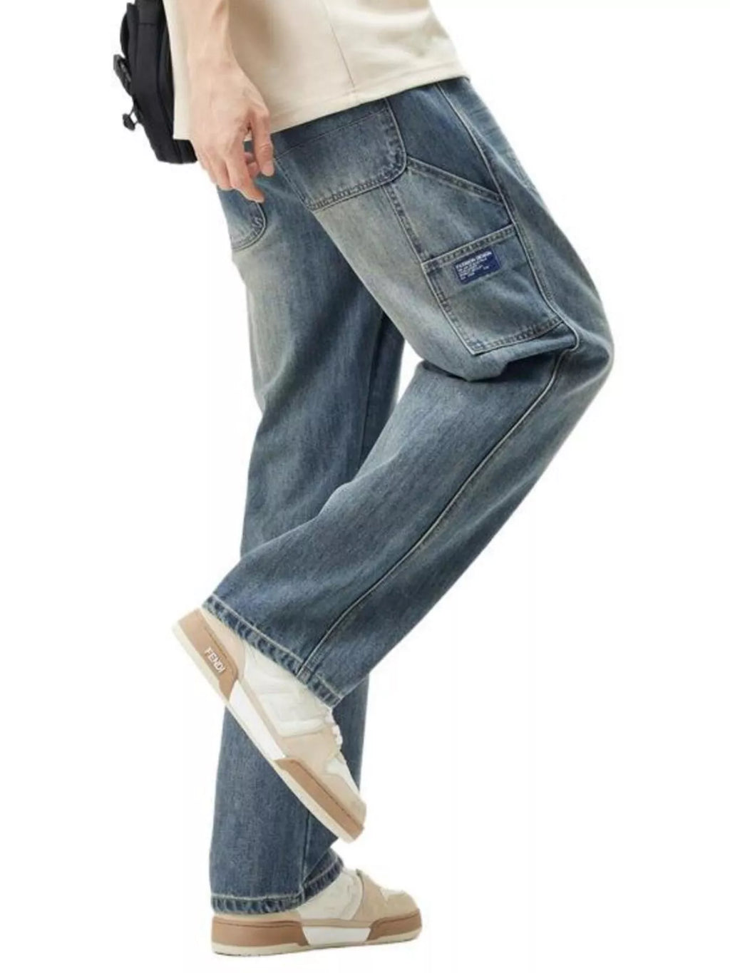 Men's Washed Wide Leg Jeans