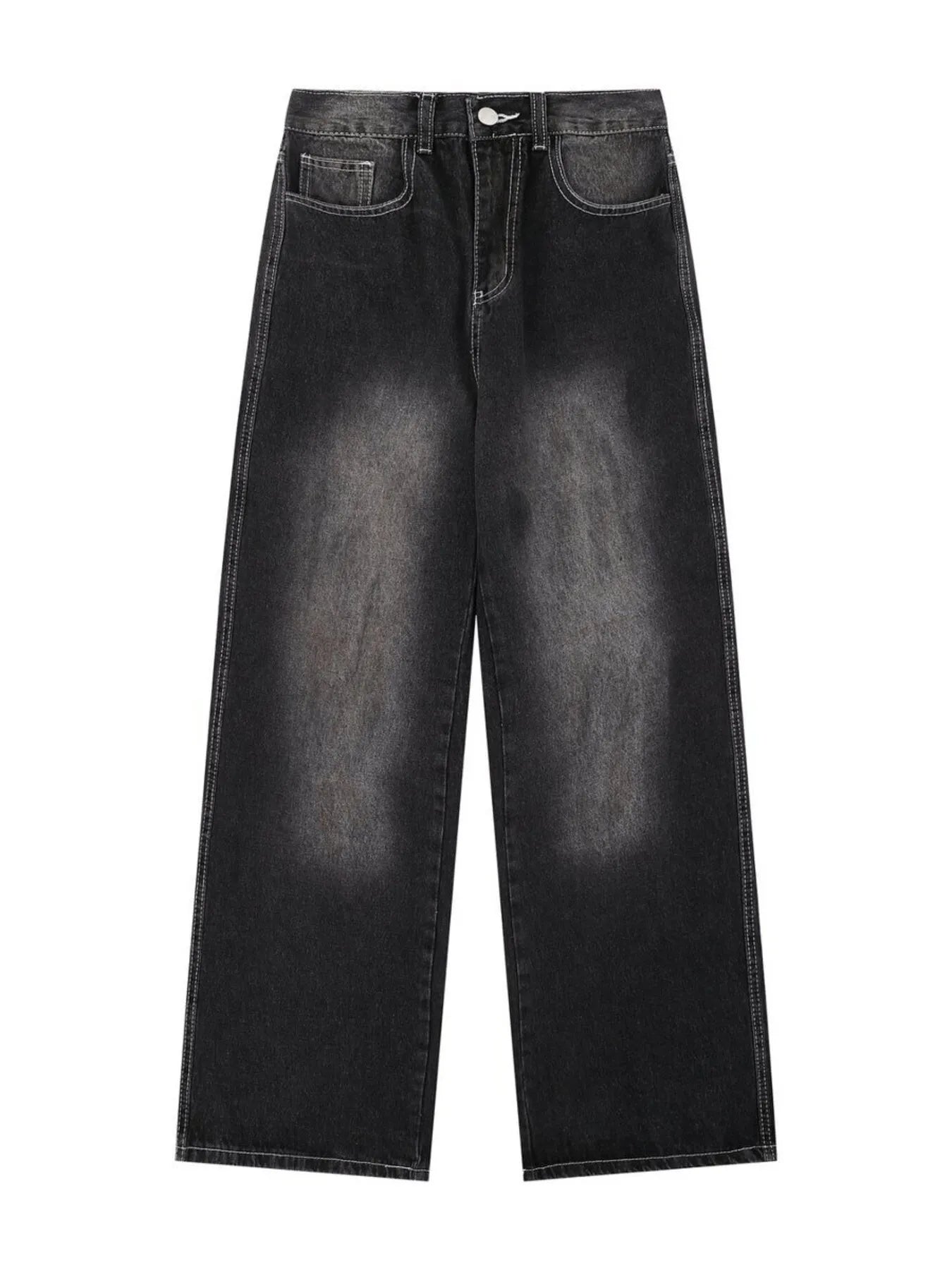 Men's Vintage Washed Wide Leg Denim Jeans