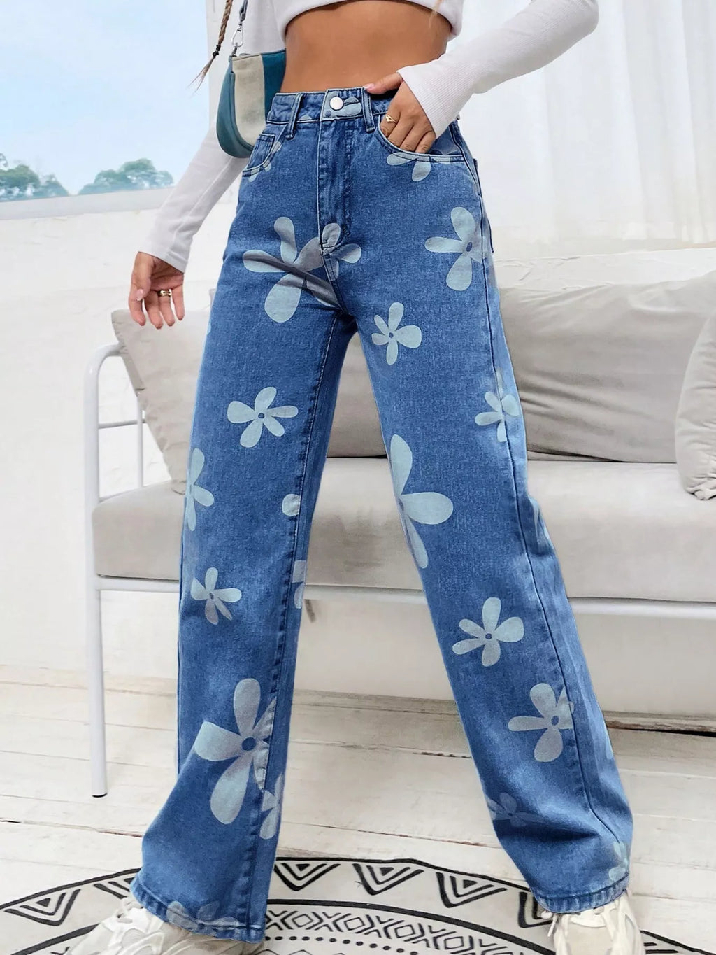 Floral Wide Leg Jeans