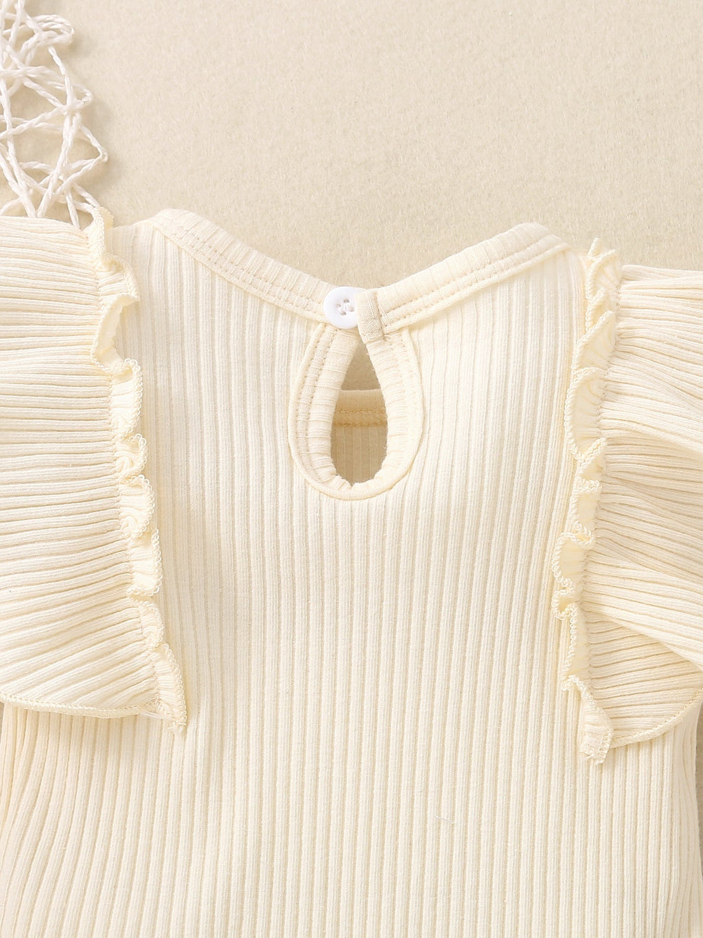 Children's Ribbed Ruffle Trim Bodysuit & Shorts Set