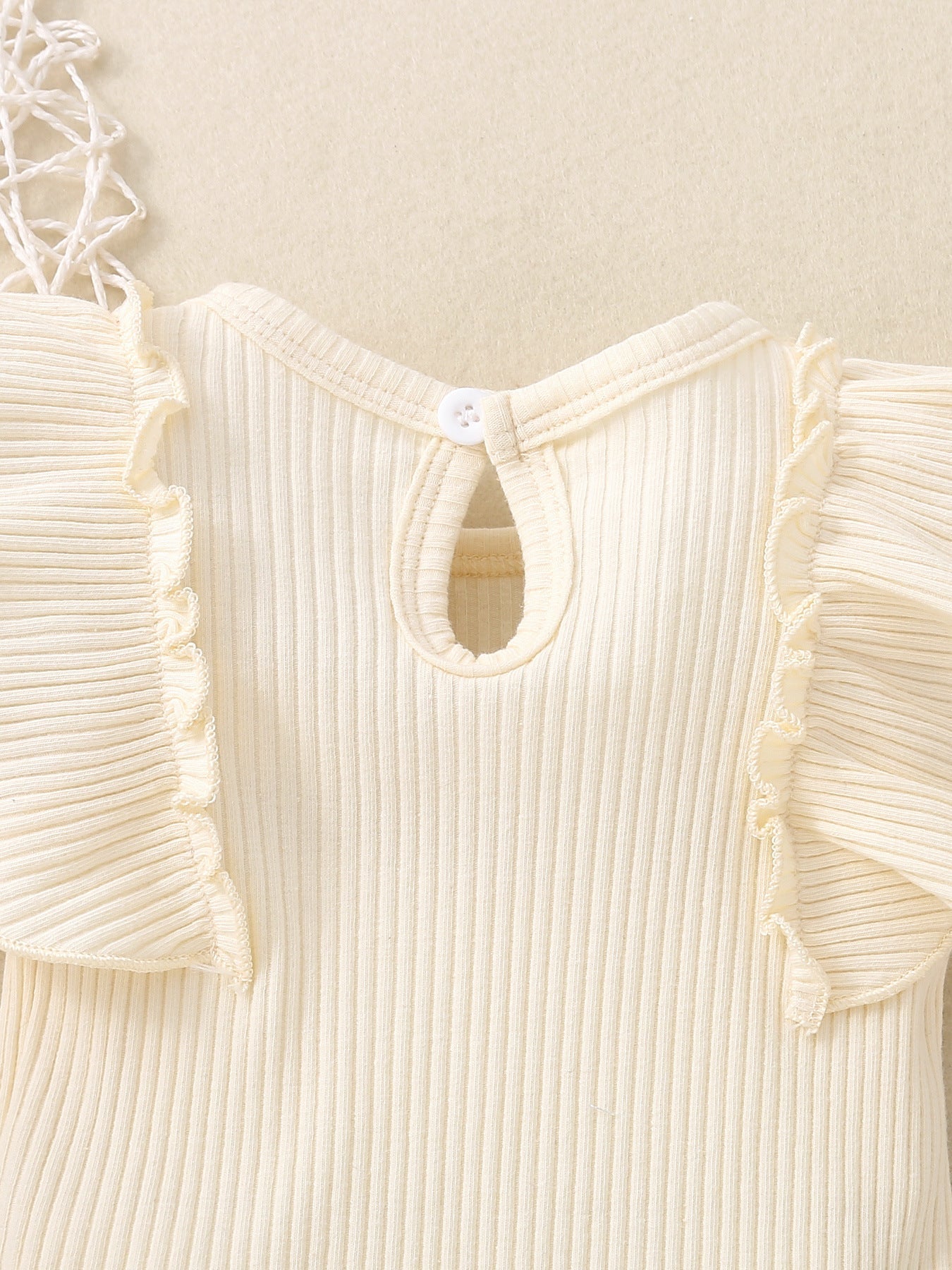 Children's Ribbed Ruffle Trim Bodysuit & Shorts Set
