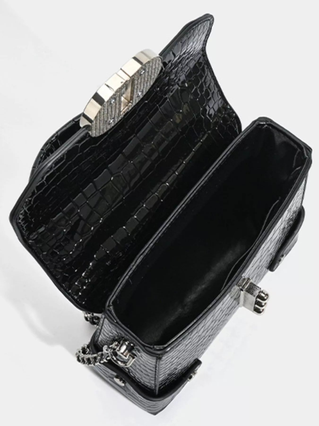 Crocodile Pattern Flap Crossbody Bag