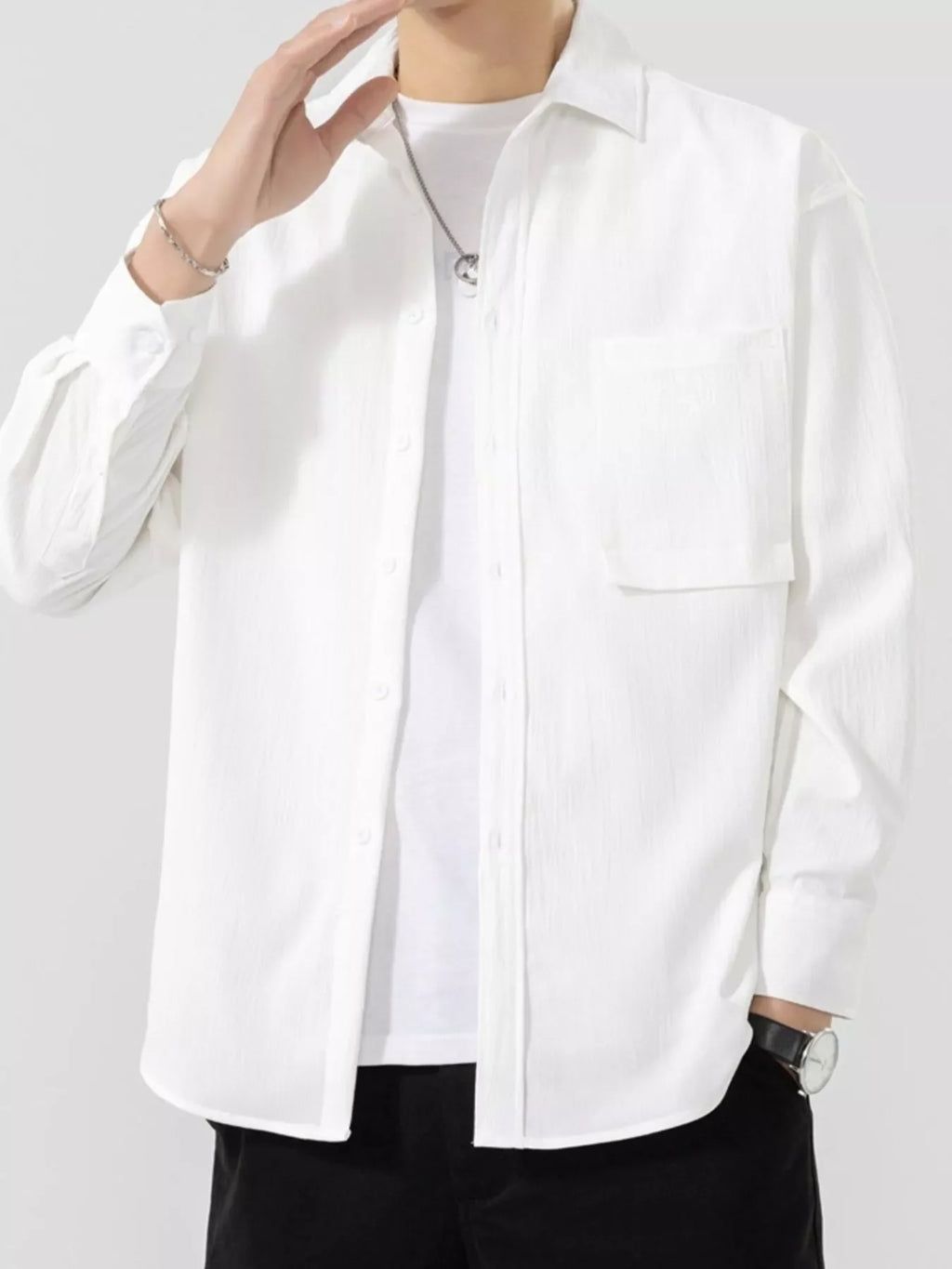 Men's Plus Size Button Up Long Sleeve Shirt