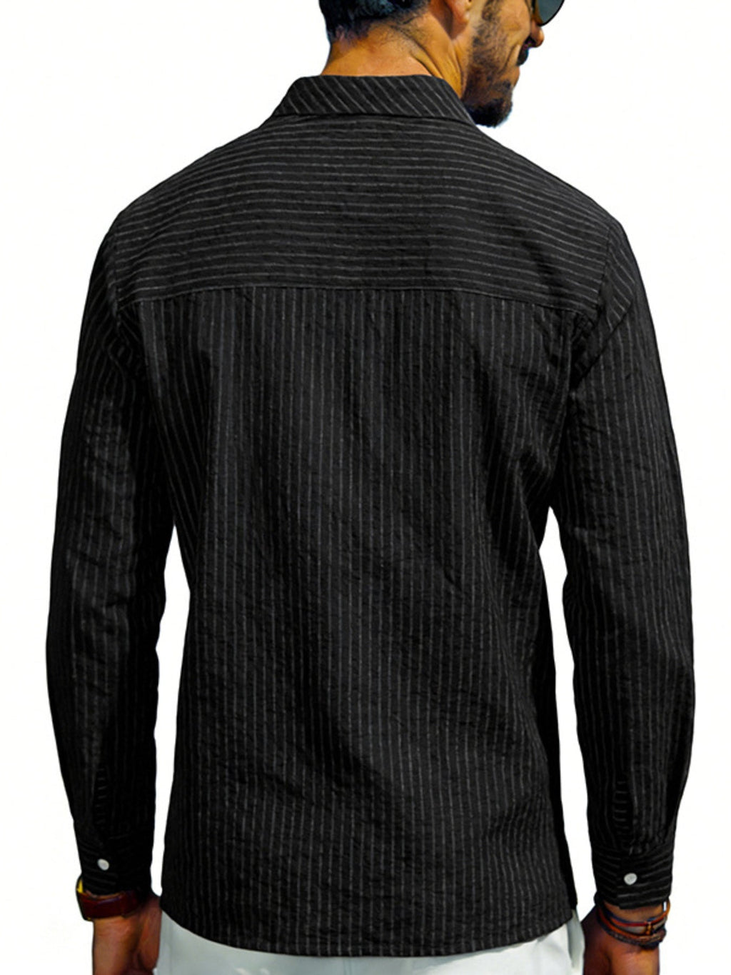 Men's Full Size Striped Long Sleeve Shirt Plus Size