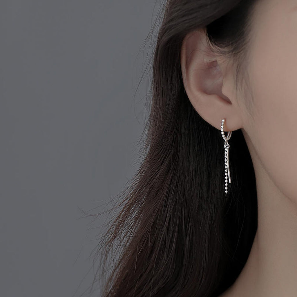 925 Sterling Silver Hoop Drop Earrings