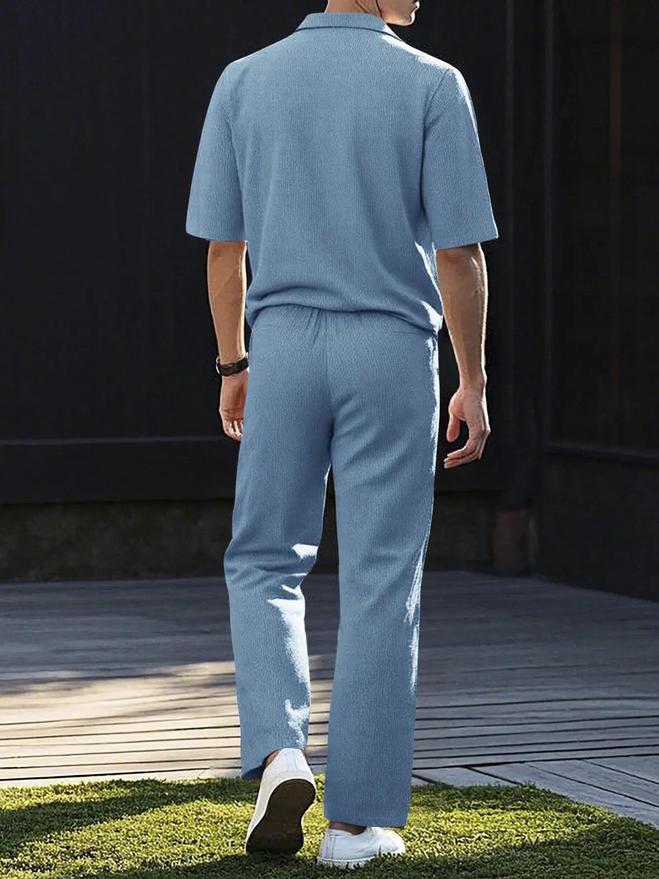 Men's Full Size Short Sleeve Top and Pants Set Plus Size
