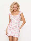 Floral Print Ruched Bodycon Mini Dress
