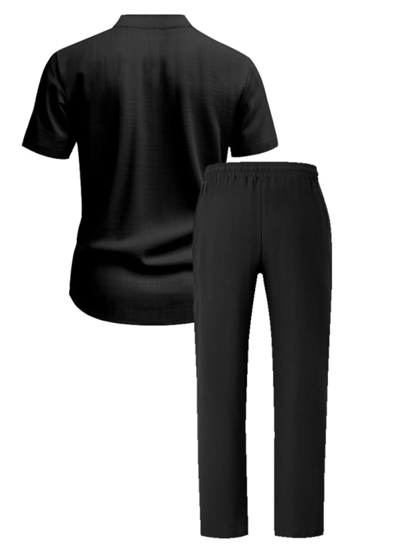 Men's Full Size Casual Button Up Short Sleeve Shirt and Pants Set Plus Size