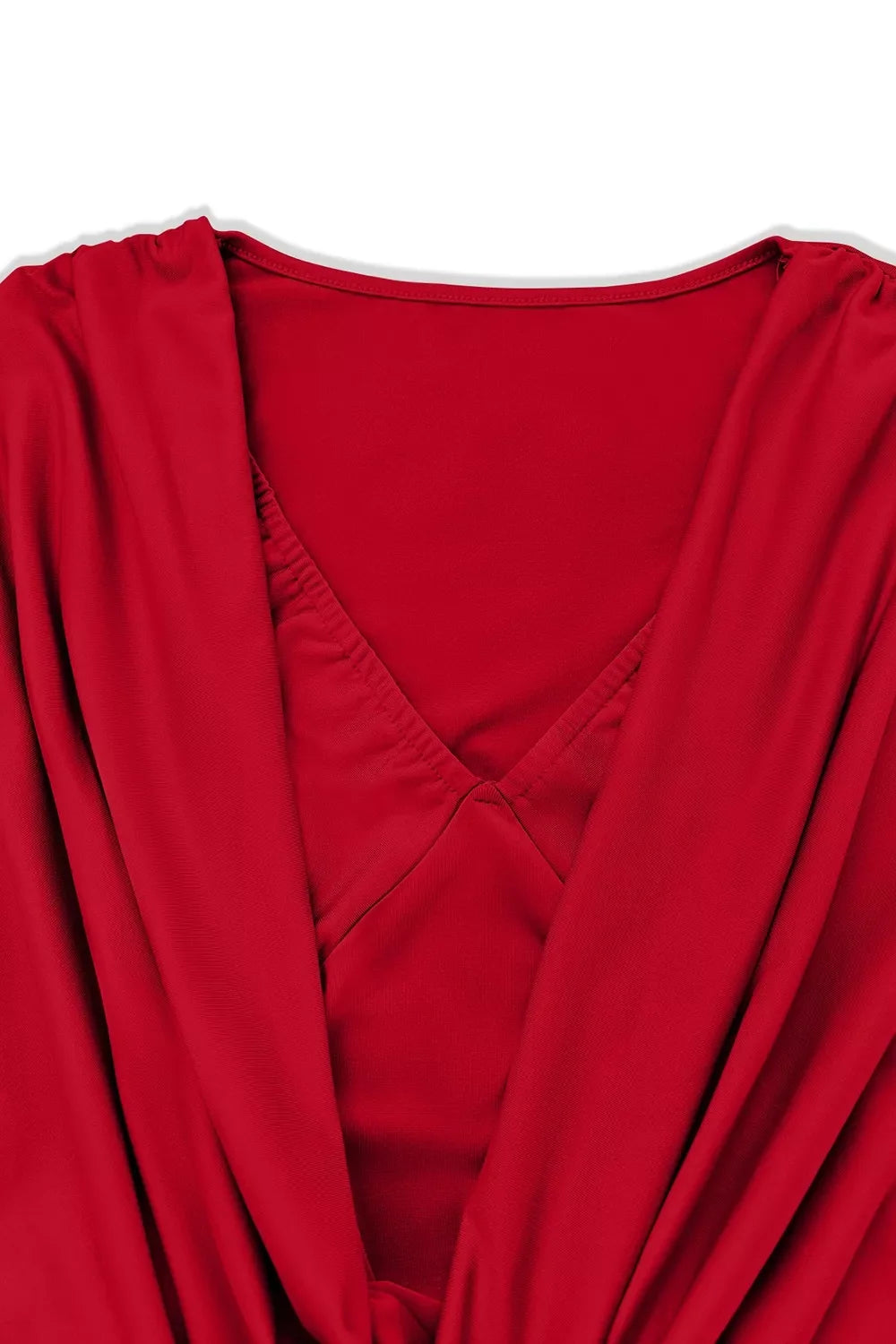 Ruched Cowl Neck Long Sleeve Mini Dress