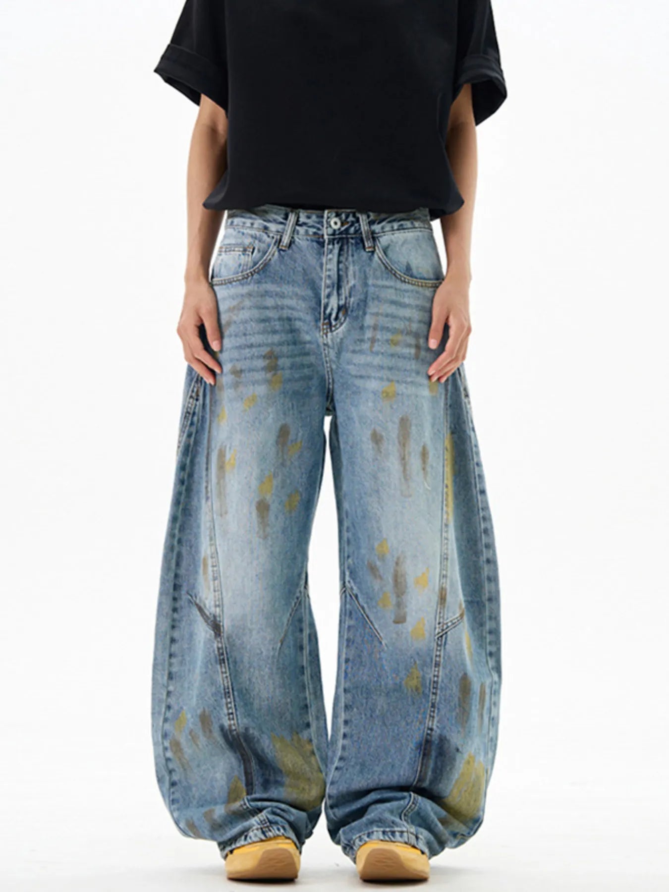 Men's Wide Leg Paint Splatter Jeans