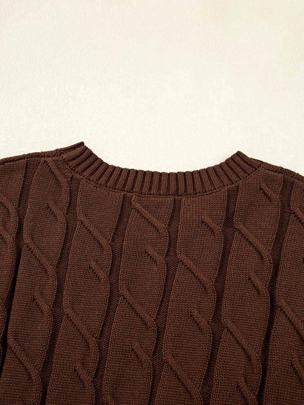 Cable Texture Crew Neck Short Sleeve Sweater Top