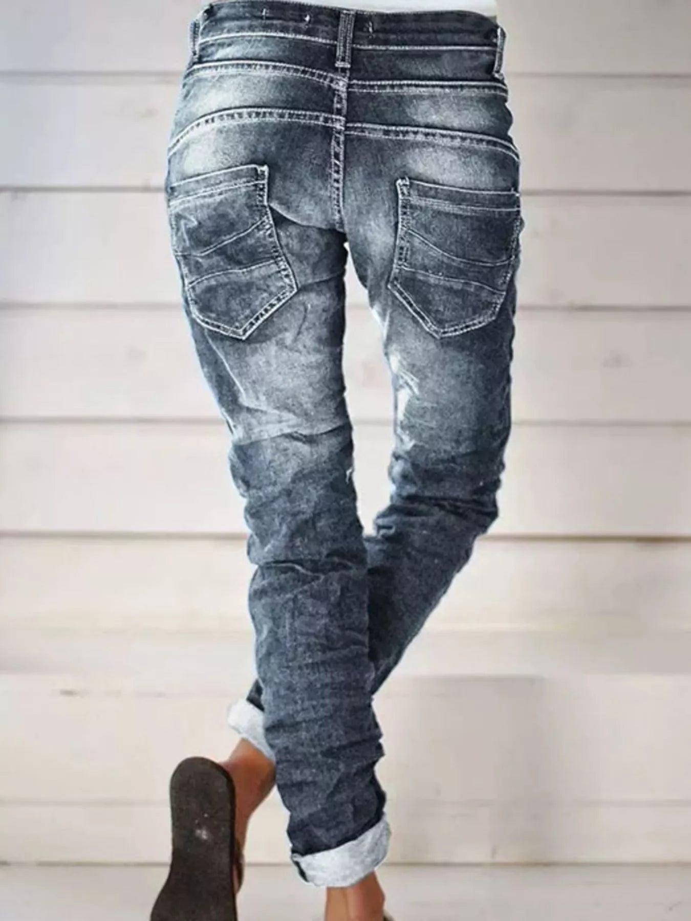 Full Size Washed Button-Fly Jeans Plus Size