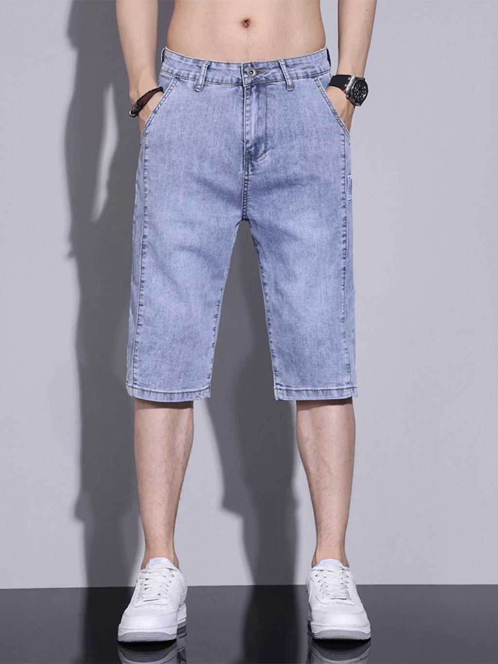 Men's Casual Washed Denim Shorts
