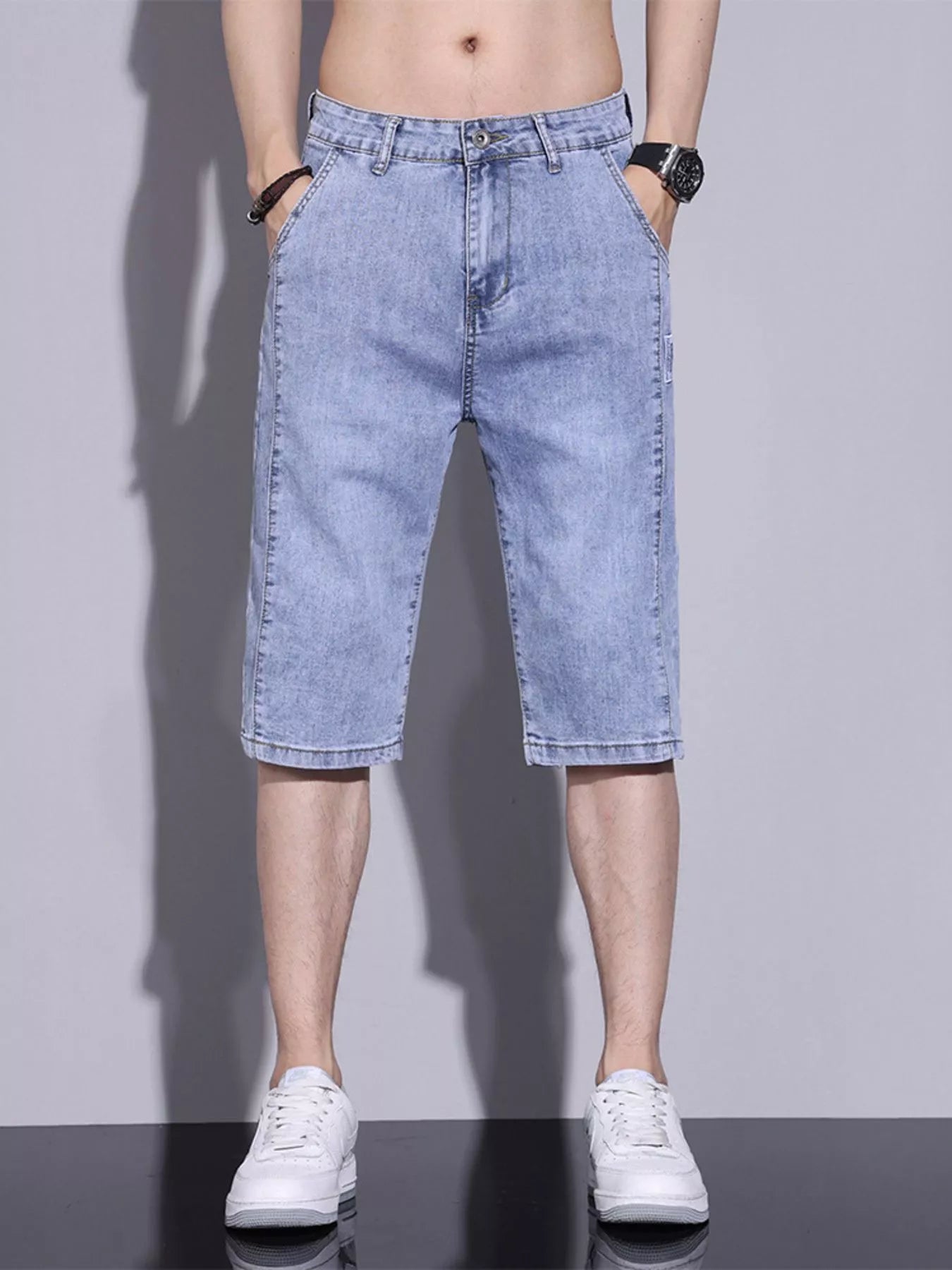 Men's Casual Washed Denim Shorts
